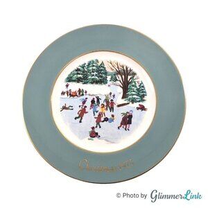 Vintage 1975 Avon Skaters on the Pond Christmas Porcelain Plate